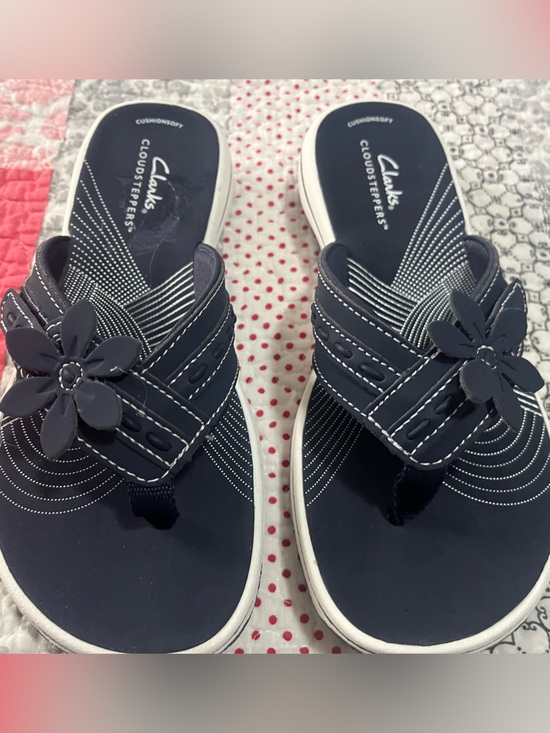 Clarks Shoes - Clarks NWOT Navy Floral Cloudsteppers Comfort Sandals Womens Size 5